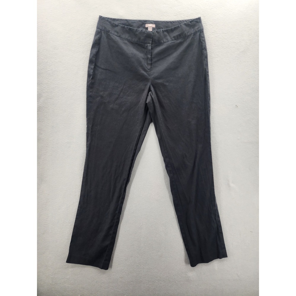 J. Jill Black Linen Blend Stretch Pants Womens 12 Tall Career Professional Work